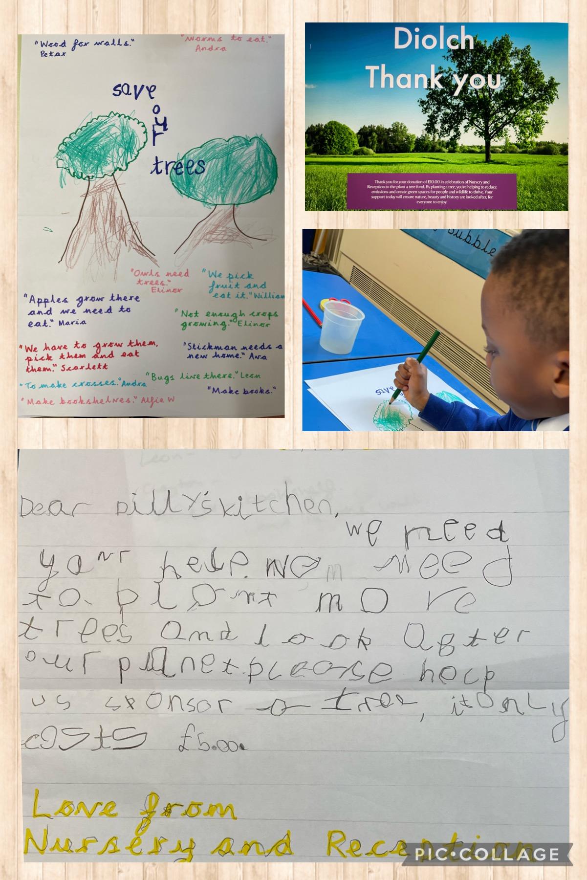 We sponsored two trees with the National Trust. We wrote to local businesses for support.