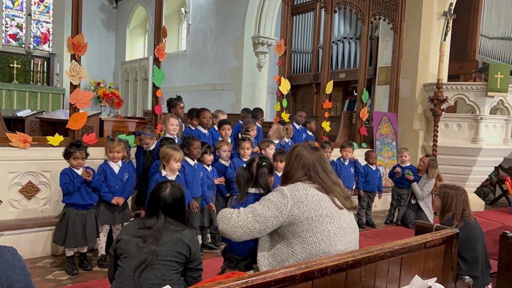 Our first performance in a service in Christchurch. We sang Big Red Combine Harvester.